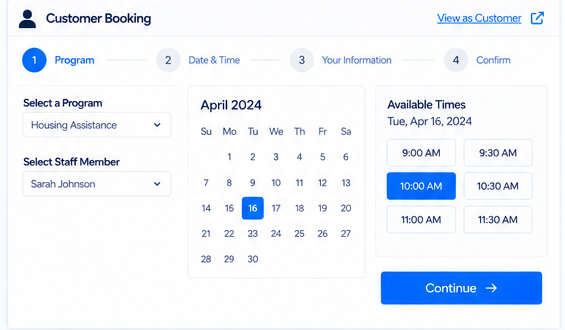 SecureCare customer self-booking placeholder