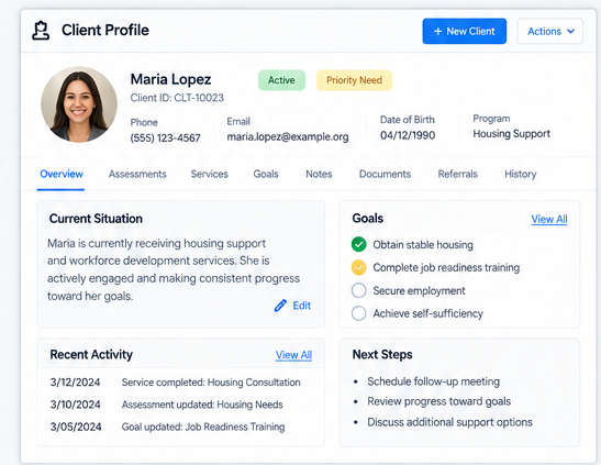 Case management customer profile placeholder.