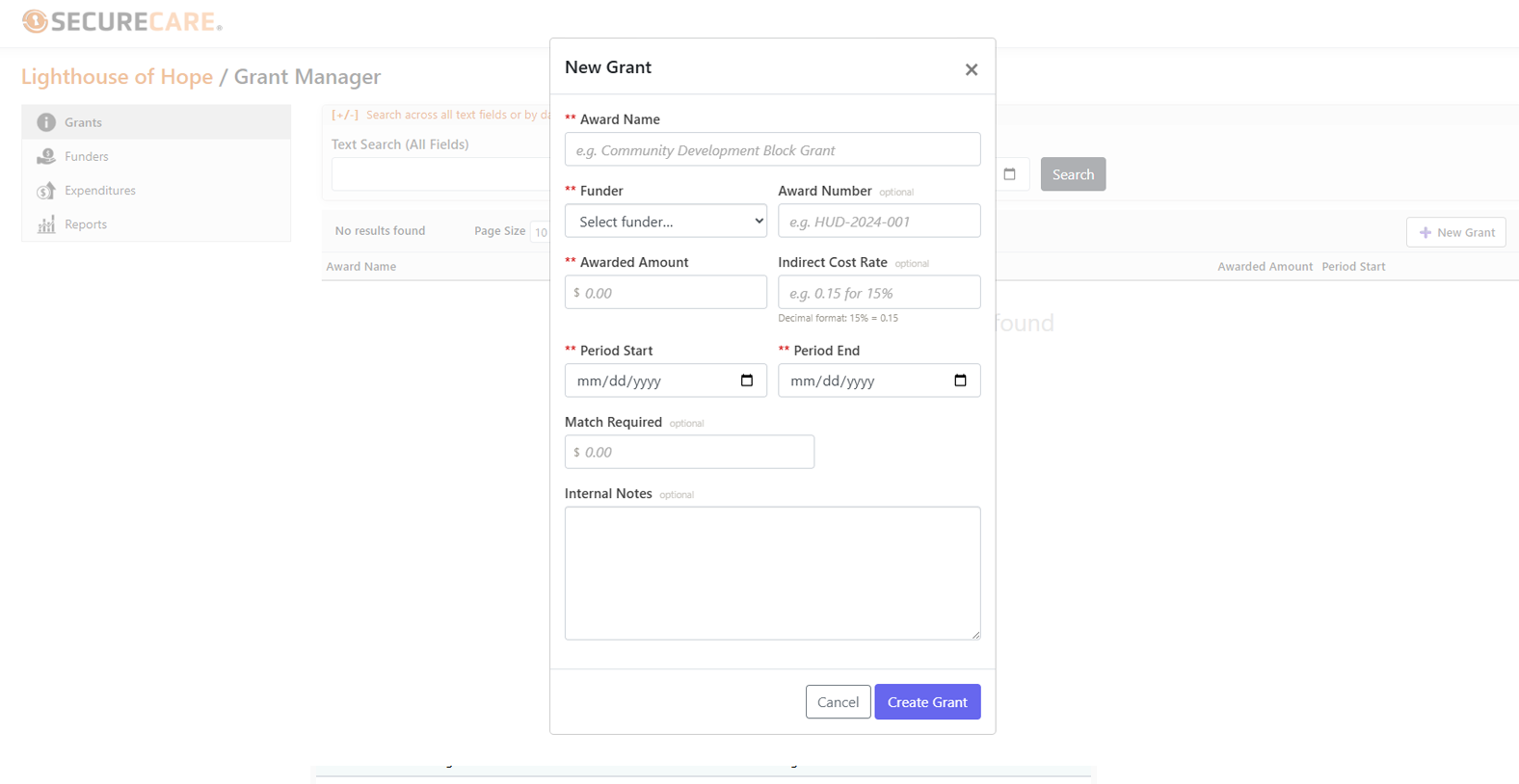SecureCare® screenshot of feature