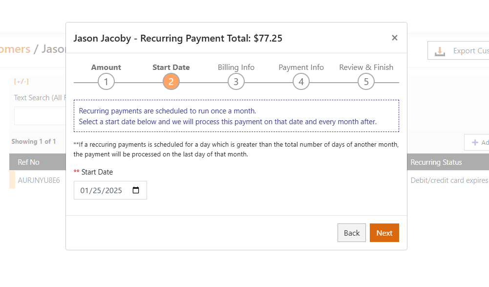 SecureCare screenshot of payments